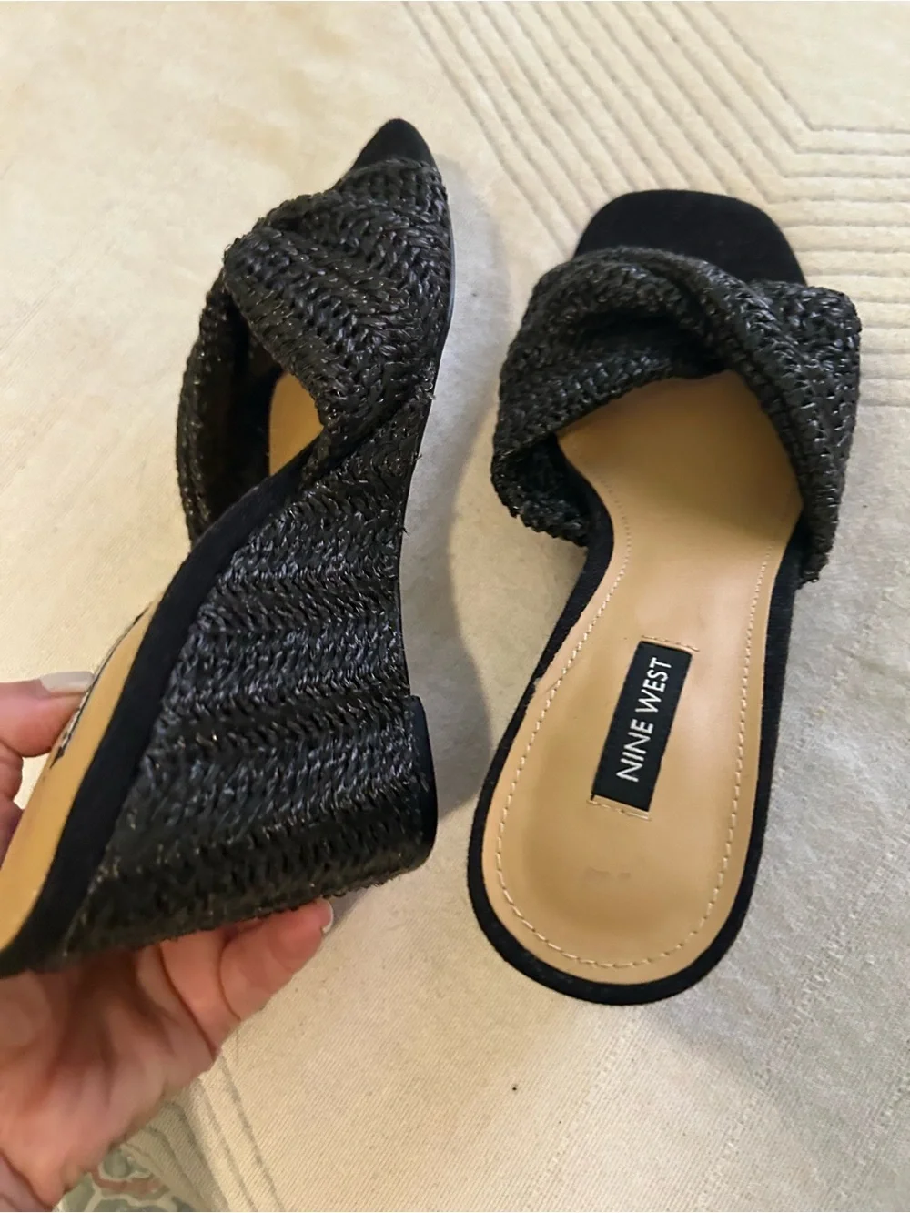 Nine West Raffia Nikhil Twist Wedge Sandals
